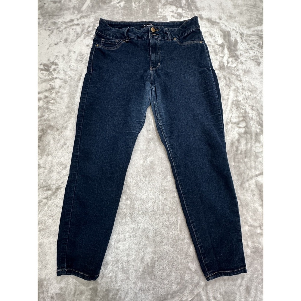 D Jeans Dark Blue Denim Jeans Woman's Size 16W Flat Front 5 Pocket Stretch
